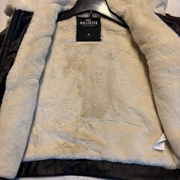 Hollister Aviator Jacket, Faux Leather, Size M - Picture 3 of 4